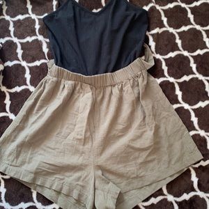 Green and black romper